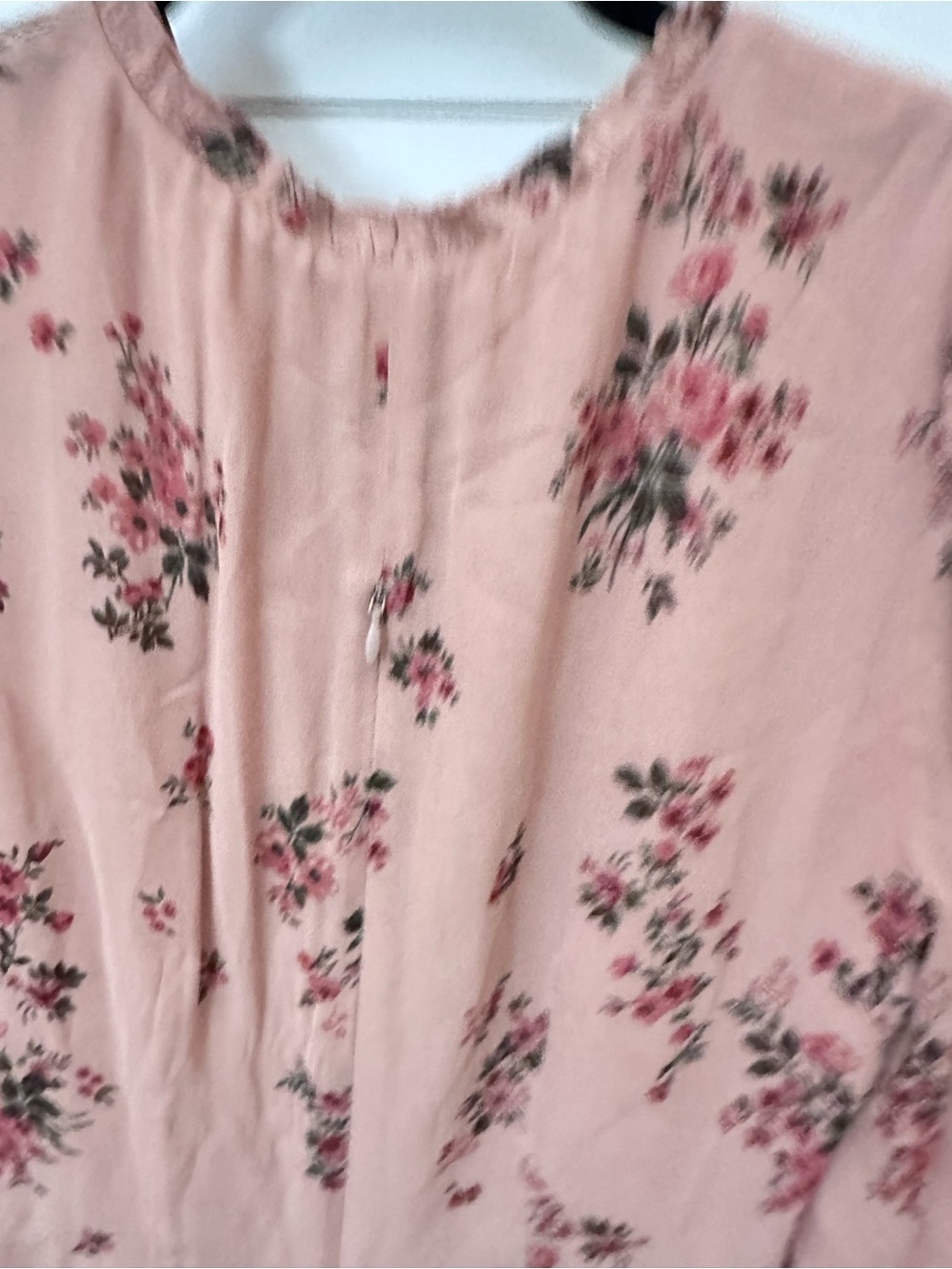 Reformation 4 Pink floral cotton ruffle detail tie neck long sleeve mini dress - Picture 15 of 16
